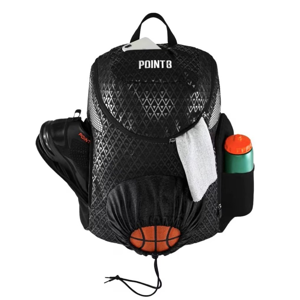 Point 3 Golden State Warriors NBA Basketball Backpack Black Ball Pocket New wTag - Picture 2 of 16